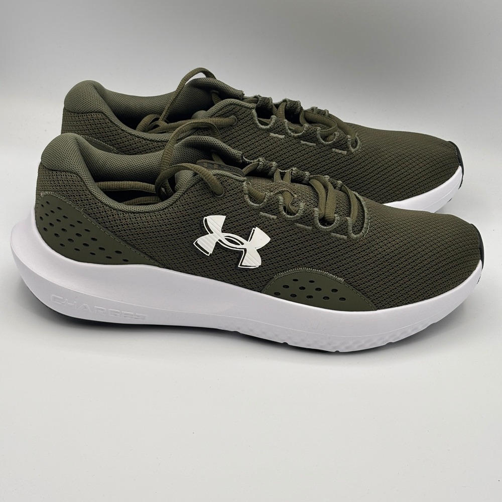 Under Armour UA Charged Surge 4 Shoes Mens Size 10.5 Green White Run 3027000-301